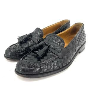 Magnanni Women's Black Woven Leather Tasseled Loafers IT 7.5 US 9.5
